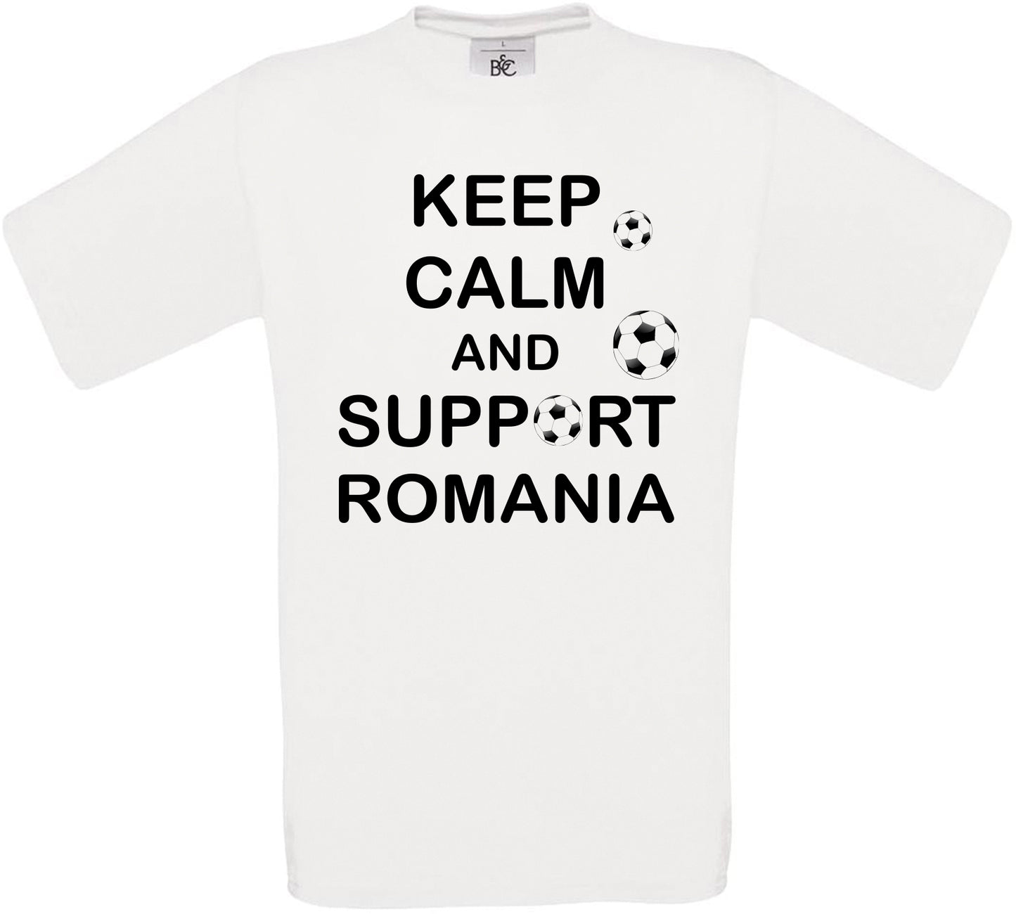 Keep Calm And Support Romania Crew Neck T-Shirt
