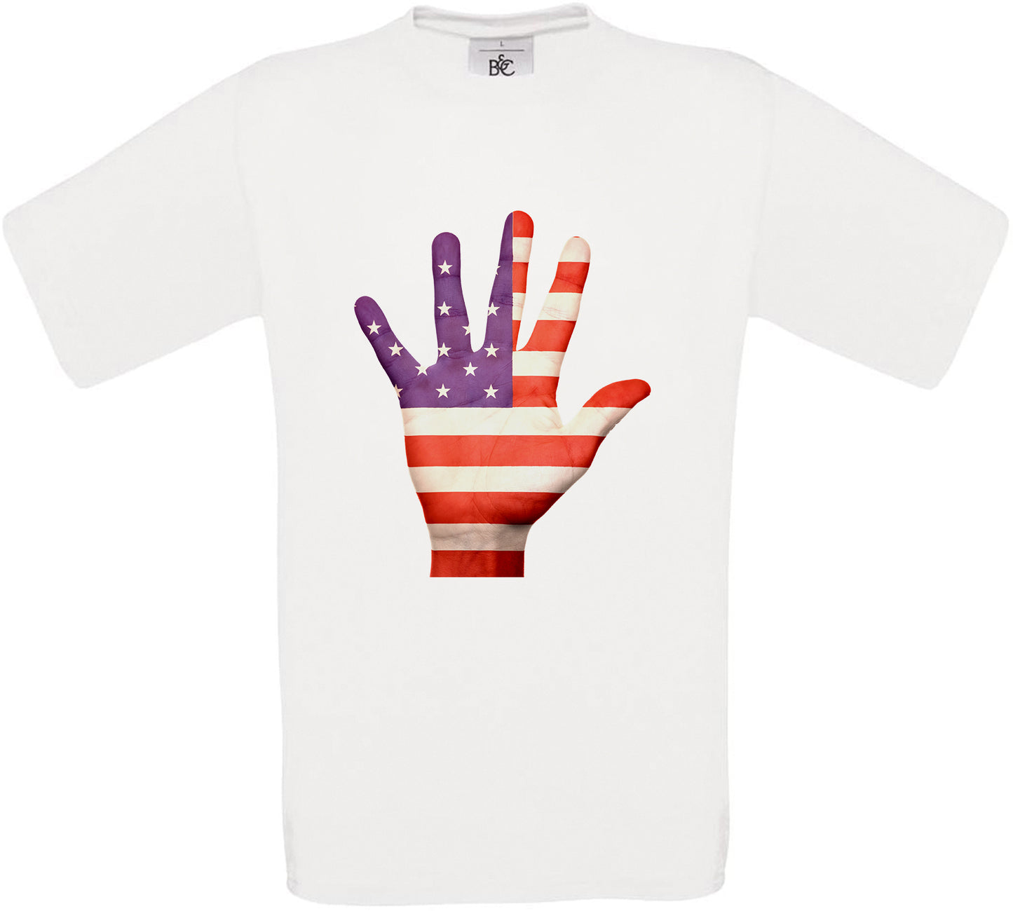 United States Hand Flag Crew Neck T-Shirt