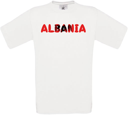 Albania Country Name Flag Crew Neck T-Shirt