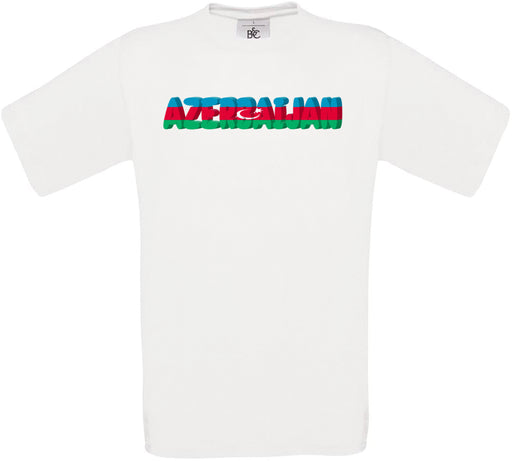 Azerbaijan Country Name Flag Crew Neck T-Shirt