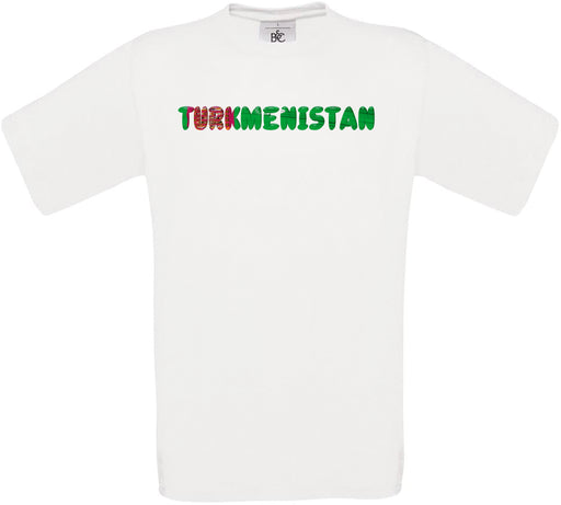 Turkmenistan Country Name Flag Crew Neck T-Shirt