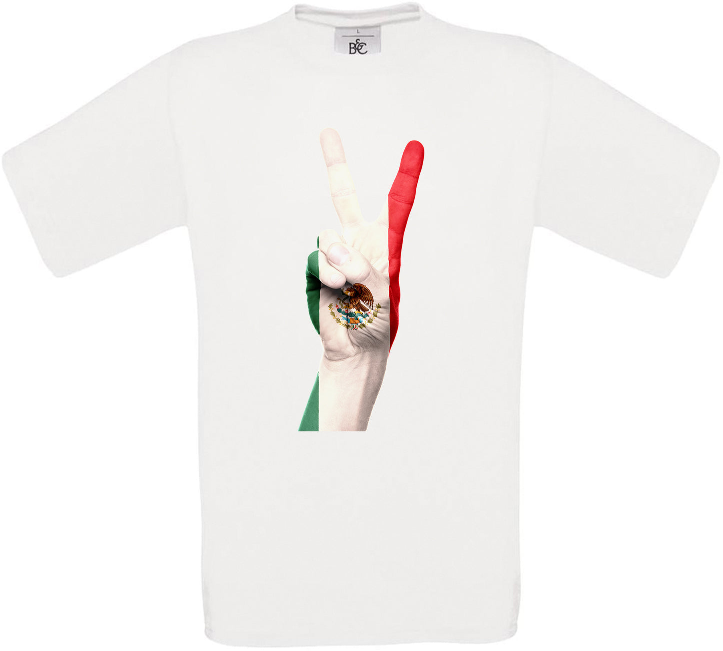 Mexico Two Fingers Flag Crew Neck T-Shirt