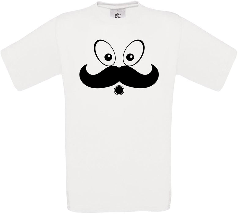 Eyes Mustache Face Crew Neck T-Shirt