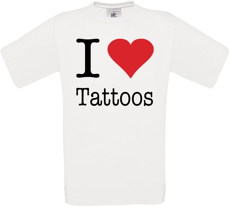 I Love Tattoo Crew Neck T-Shirt