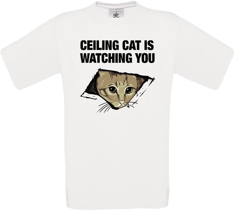 Ceiling Cat Is Watching You Crew Neck T-Shirt