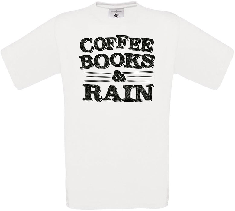 Coffee Books Rain Crew Neck T-Shirt
