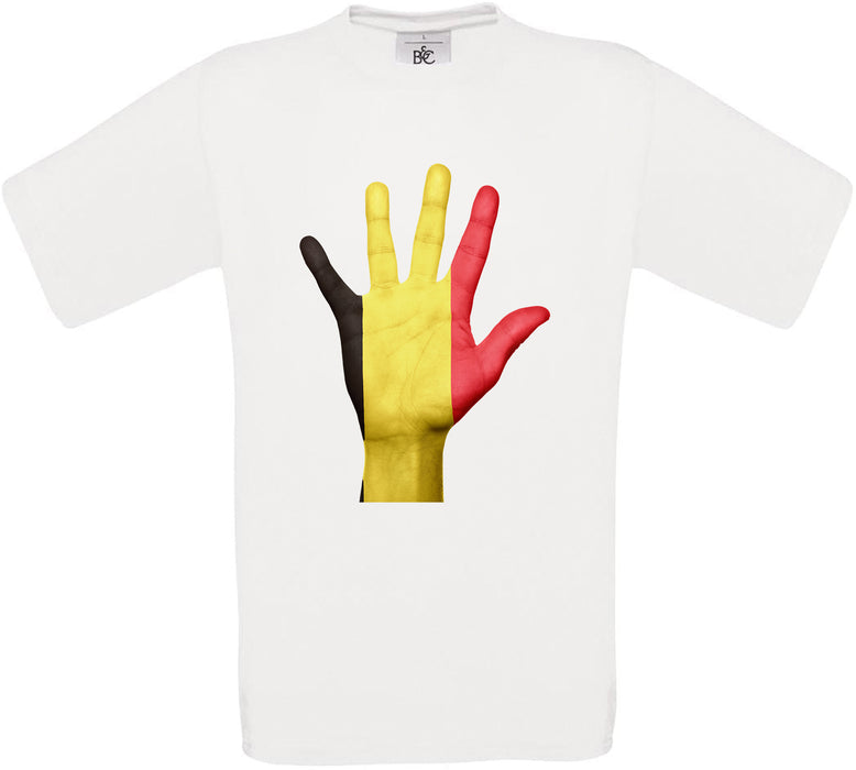 Belgium Hand Flag Crew Neck T-Shirt