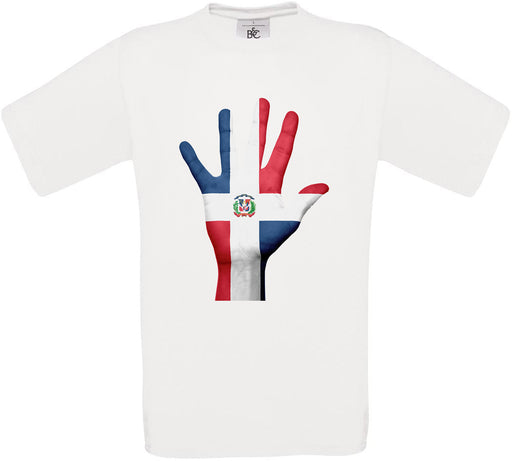 Dominican Republic Hand Flag Crew Neck T-Shirt