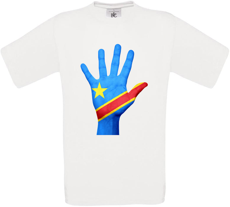 Democratic Republic of the Congo Hand Flag Crew Neck T-Shirt