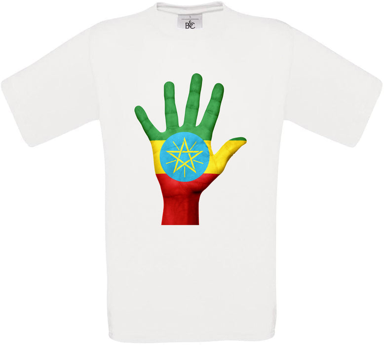 Ethiopia Hand Flag Crew Neck T-Shirt