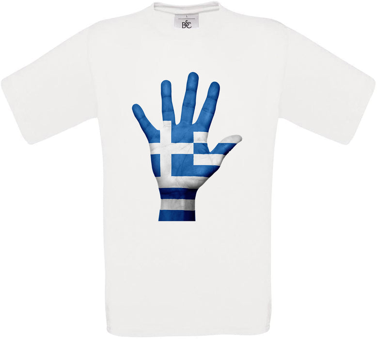Greece Hand Flag Crew Neck T-Shirt