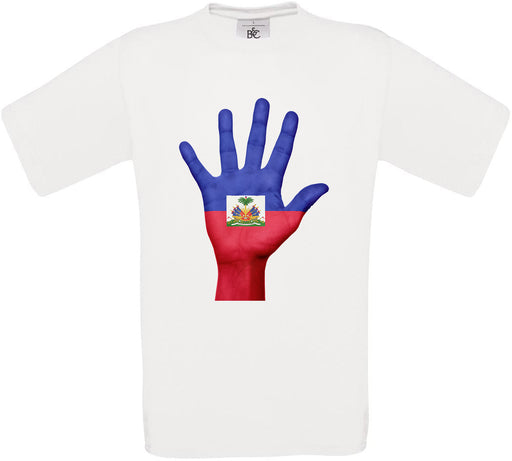 Haiti Hand Flag Crew Neck T-Shirt