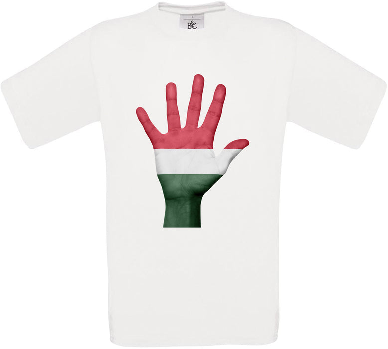 Hungary Hand Flag Crew Neck T-Shirt