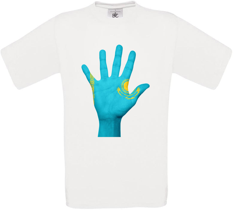 Kazakhstan Hand Flag Crew Neck T-Shirt