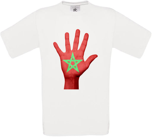 Morocco Hand Flag Crew Neck T-Shirt