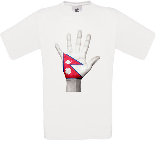 Nepal Hand Flag Crew Neck T-Shirt