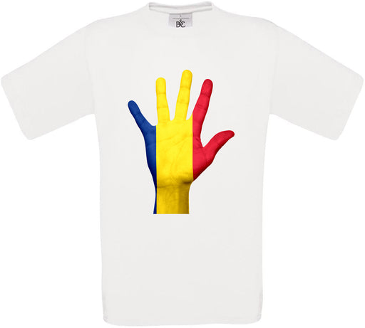 Romania Hand Flag Crew Neck T-Shirt