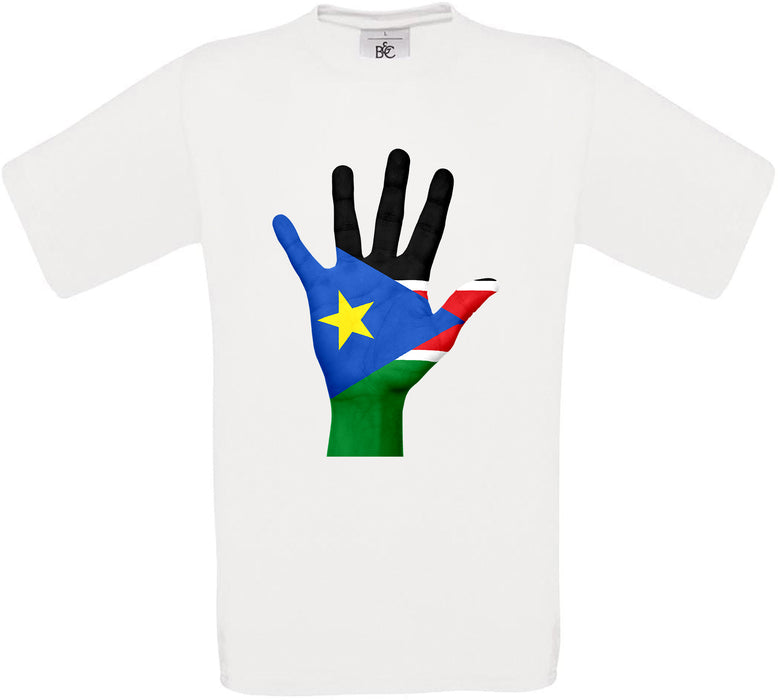 South Sudan Hand Flag Crew Neck T-Shirt
