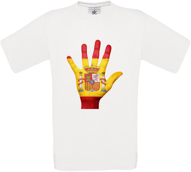 Spain Hand Flag Crew Neck T-Shirt