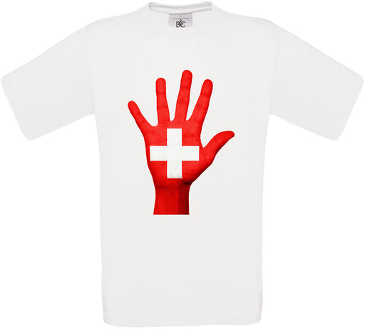 Switzerland Hand Flag Crew Neck T-Shirt