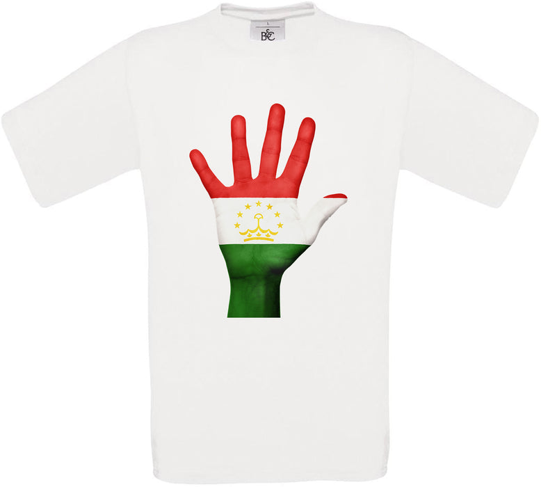 Tajikistan Hand Flag Crew Neck T-Shirt