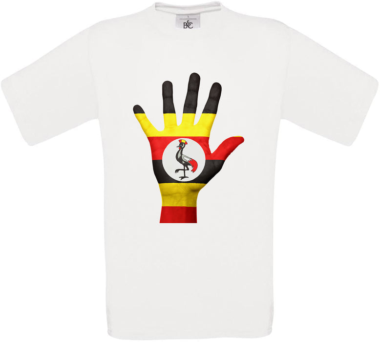 Uganda Hand Flag Crew Neck T-Shirt