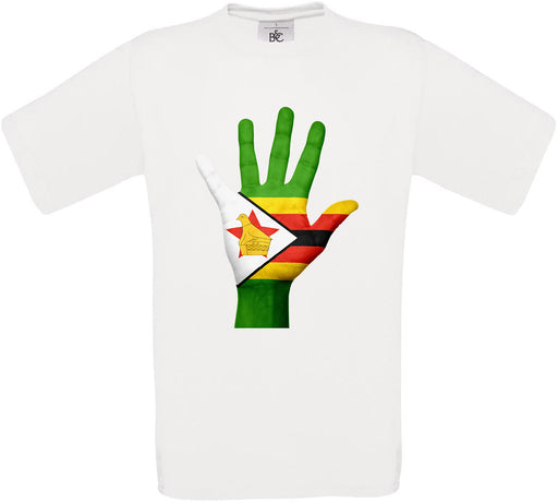 Zimbabwe Hand Flag Crew Neck T-Shirt