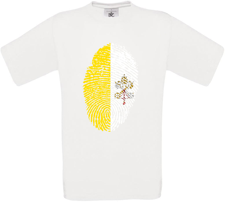 Vatican City Finger Print Flag Crew Neck T-Shirt