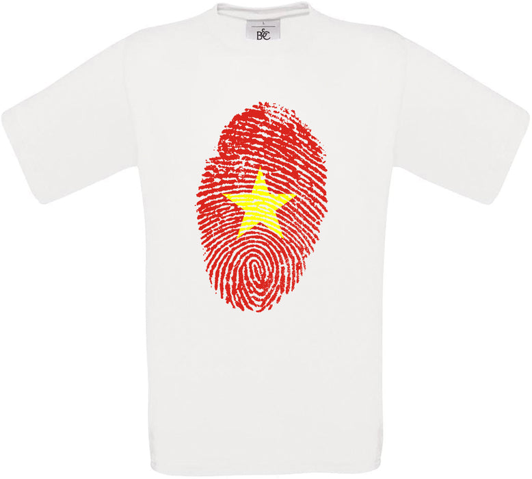 Vietnam Finger Print Flag Crew Neck T-Shirt