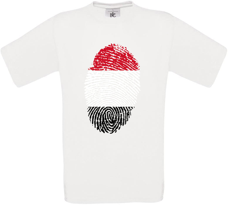 Yemen Finger Print Flag Crew Neck T-Shirt