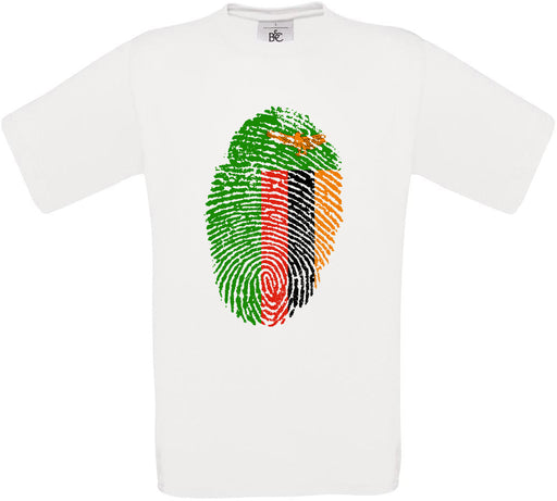 Zambia Finger Print Flag Crew Neck T-Shirt