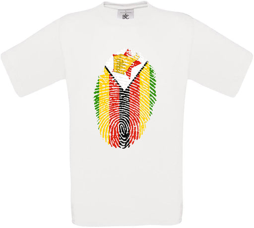 Zimbabwe Finger Print Flag Crew Neck T-Shirt