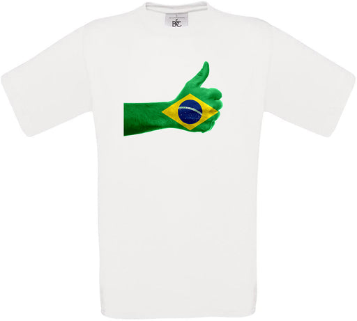 Brazil Thumbs Up Flag Crew Neck T-Shirt