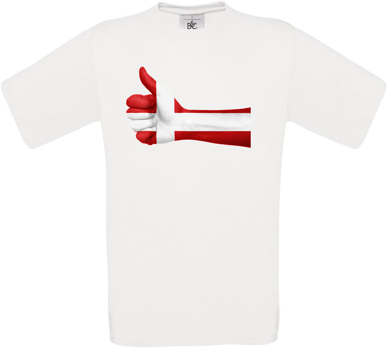 Denmark Thumbs Up Flag Crew Neck T-Shirt