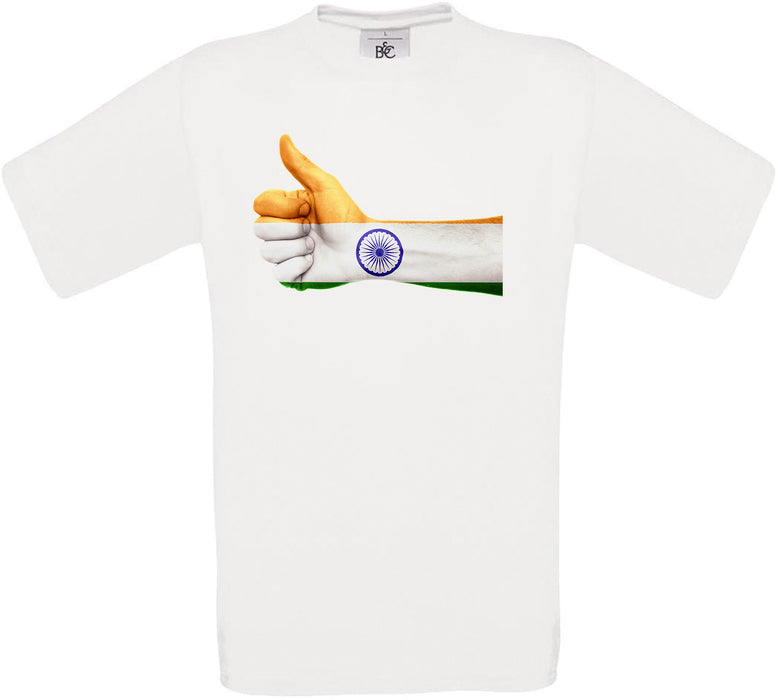 India Thumbs Up Flag Crew Neck T-Shirt