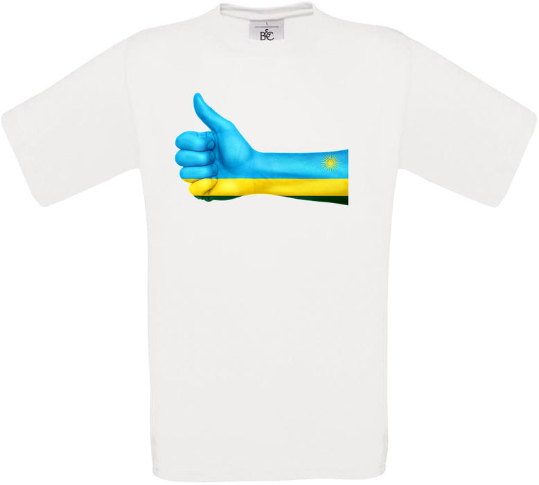 Rwanda Thumbs Up Flag Crew Neck T-Shirt
