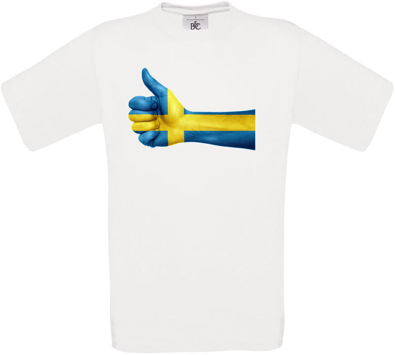 Sweden Thumbs Up Flag Crew Neck T-Shirt