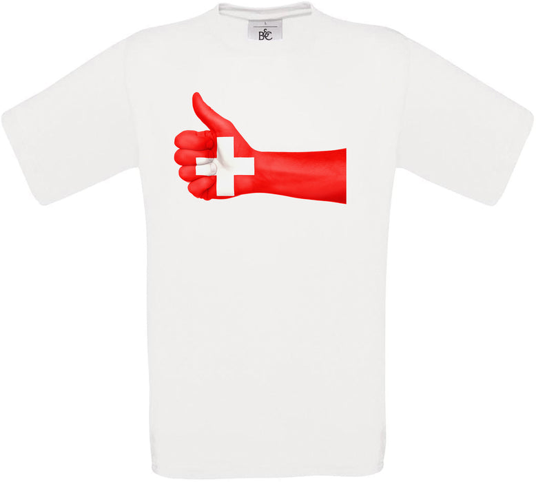 Switzerland Thumbs Up Flag Crew Neck T-Shirt