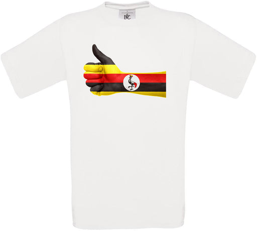 Uganda Thumbs Up Flag Crew Neck T-Shirt