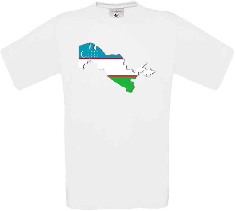 Uzbekistan Country Flag Crew Neck T-Shirt