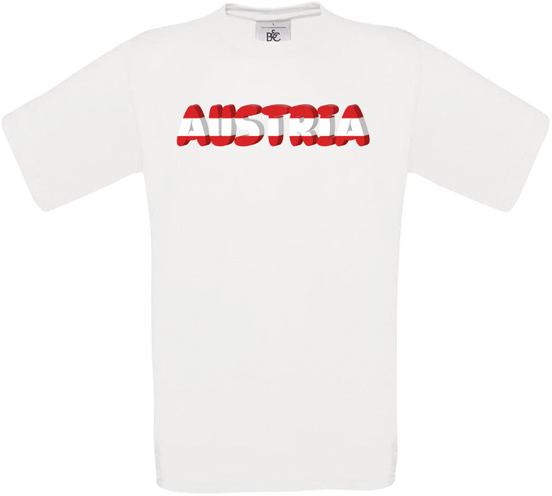 Austria Country Name Flag Crew Neck T-Shirt