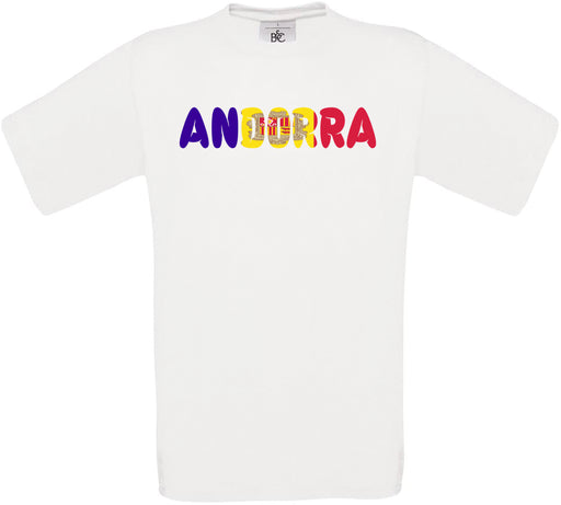 Andorra Country Name Flag Crew Neck T-Shirt