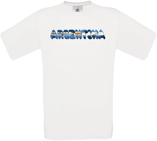 Argentina Country Name Flag Crew Neck T-Shirt