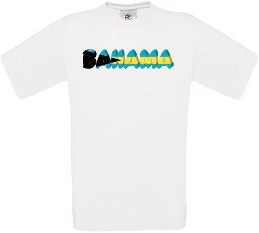 Bahamas Country Name Flag Crew Neck T-Shirt