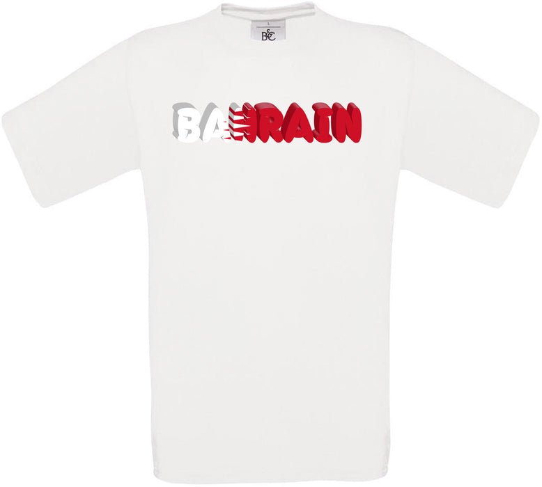 Bahrain Country Name Flag Crew Neck T-Shirt