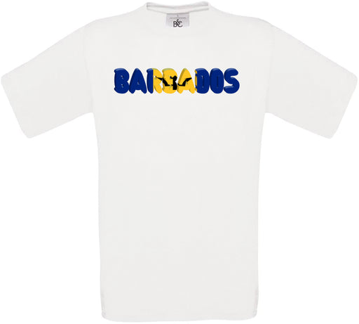 Barbados Country Name Flag Crew Neck T-Shirt