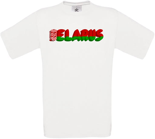 Belarus Country Name Flag Crew Neck T-Shirt