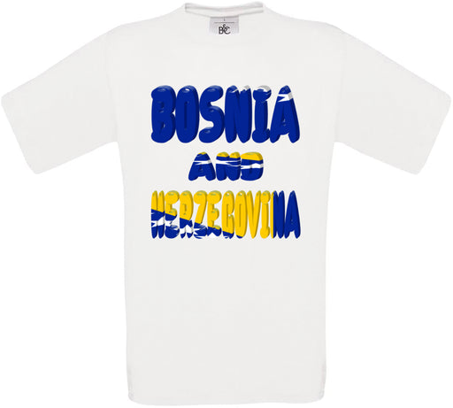 Bosnia and Herzegovin Country Name Flag Crew Neck T-Shirt