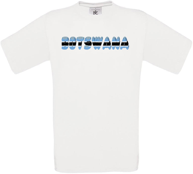 Botswana Country Name Flag Crew Neck T-Shirt
