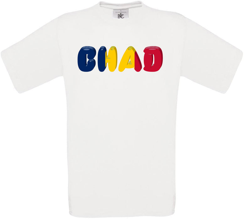 Chad Country Name Flag Crew Neck T-Shirt